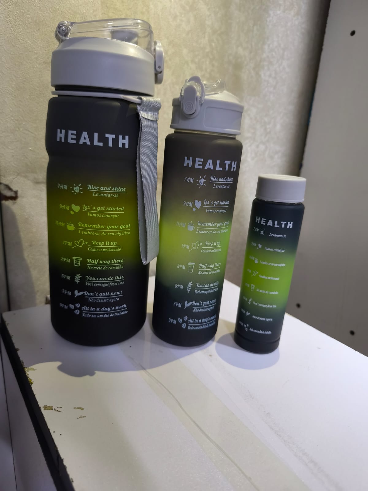 3 in 1 Motivational Water Bottle Set – 2000ml + 900ml + 300ml BPA-Free Leak-Proof Bottles with Time Marker, Straw, and Carry Strap, Ideal for Gym, Office, Travel, and Outdoor Fitness