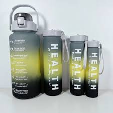 3 in 1 Motivational Water Bottle Set – 2000ml + 900ml + 300ml BPA-Free Leak-Proof Bottles with Time Marker, Straw, and Carry Strap, Ideal for Gym, Office, Travel, and Outdoor Fitness