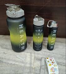 3 in 1 Motivational Water Bottle Set – 2000ml + 900ml + 300ml BPA-Free Leak-Proof Bottles with Time Marker, Straw, and Carry Strap, Ideal for Gym, Office, Travel, and Outdoor Fitness