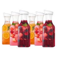 Juice Carafe 1.5 Liters with Lid – Airtight Drink Pitcher for Fridge Storage, Easy Pour Milk and Juice Container, Durable Beverage Bottle for Bar, Freezer, and Home Use