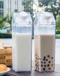 Acrylic Juice Jars 1.0 Liters with Lids Airtight Drink Pitcher for Fridge Storage Easy Pour Milk Container Beverage Bottles for Bar Freezer