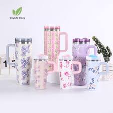 Original Floral Stanley Mug 1.2L – Premium Vacuum Insulated Tumbler Cup, Stainless Steel Body, Leak-Proof Lid, Long-Lasting Hot & Cold Retention, Gift Box Packaging, Ideal for Coffee, Tea, and Outdoor