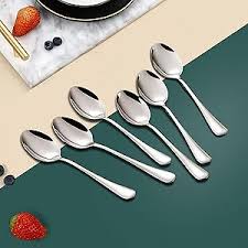 Heavy Gauge Stainless Steel Table Spoons – Set of 6 Durable, Polished Silver Spoons for Everyday Dining and Professional Use