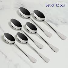 Heavy Gauge Stainless Steel Table Spoons – Set of 6 Durable, Polished Silver Spoons for Everyday Dining and Professional Use