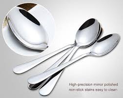 Heavy Gauge Stainless Steel Table Spoons – Set of 6 Durable, Polished Silver Spoons for Everyday Dining and Professional Use