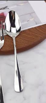 Heavy Gauge Stainless Steel Table Spoons – Set of 6 Durable, Polished Silver Spoons for Everyday Dining and Professional Use
