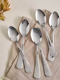 Heavy Gauge Stainless Steel Table Spoons – Set of 6 Durable, Polished Silver Spoons for Everyday Dining and Professional Use