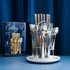 24PCS Heavy Duty Stainless Steel Cutlery Set – Premium Quality Silverware with 6 Table Spoons, 6 Tea Spoons, 6 Butter Knives, 6 Forks, Durable, Rust-Resistant & Elegant for Home, Hotel, or Restaurant