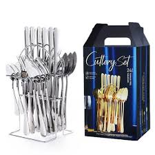 24PCS Heavy Duty Stainless Steel Cutlery Set – Premium Quality Silverware with 6 Table Spoons, 6 Tea Spoons, 6 Butter Knives, 6 Forks, Durable, Rust-Resistant & Elegant for Home, Hotel, or Restaurant