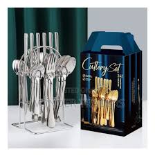 24PCS Heavy Duty Stainless Steel Cutlery Set – Premium Quality Silverware with 6 Table Spoons, 6 Tea Spoons, 6 Butter Knives, 6 Forks, Durable, Rust-Resistant & Elegant for Home, Hotel, or Restaurant