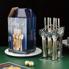 24PCS Heavy Duty Stainless Steel Cutlery Set – Premium Quality Silverware with 6 Table Spoons, 6 Tea Spoons, 6 Butter Knives, 6 Forks, Durable, Rust-Resistant & Elegant for Home, Hotel, or Restaurant