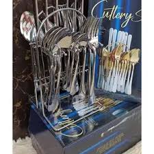 24PCS Heavy Duty Stainless Steel Cutlery Set – Premium Quality Silverware with 6 Table Spoons, 6 Tea Spoons, 6 Butter Knives, 6 Forks, Durable, Rust-Resistant & Elegant for Home, Hotel, or Restaurant