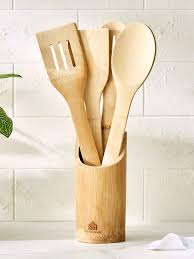 5pcs Bamboo Cooking Spoon Set – Natural Non-Stick Utensils for Cooking and Serving, Eco-Friendly Kitchen Tools, Durable Wooden Spoons for Non-Stick Cookware, Ideal for Home & Professional Use