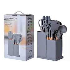 19pcs Executive Silicone Cooking Utensil Set – Premium Non-Stick, Heat-Resistant Kitchen Tools with Wooden Handles, Food-Grade BPA-Free Silicone, Ideal for Home, Hotel, and Professional Chefs