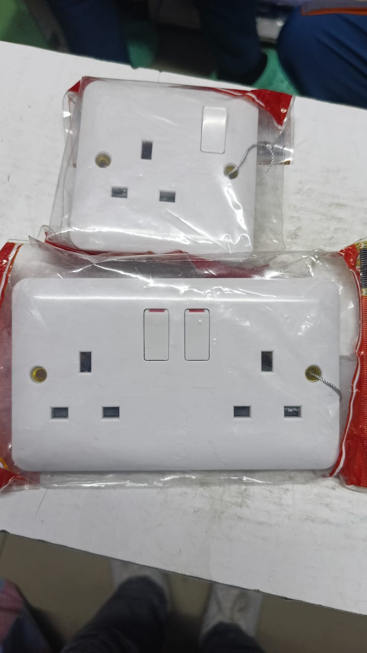Electric Socket Outlet – Single & Double Options, Durable Material, Heat-Resistant, Easy Installation, Compatible with Standard Plugs, Safe and Reliable Power Supply for Home and Office