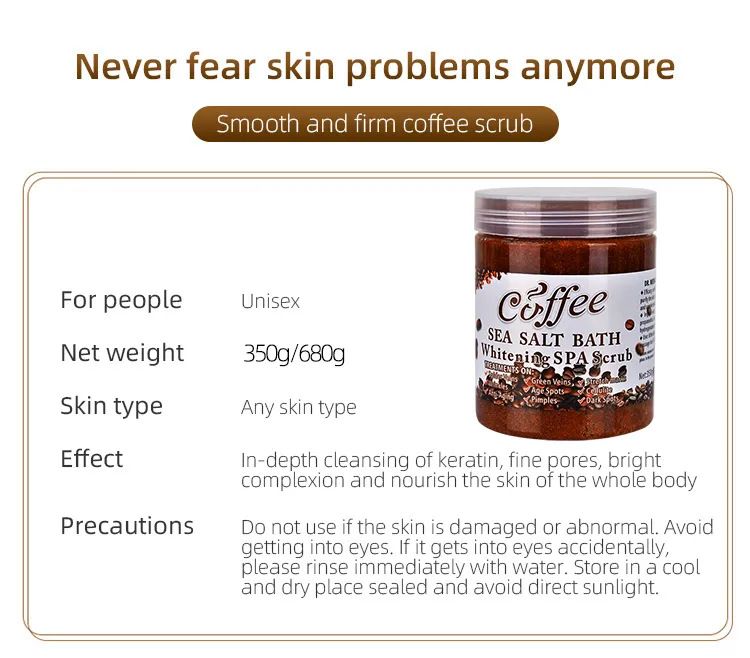 DR. MEINAIER - 350g - Coffee sea salt bath whitening SPA scrub Face and body Exfoliating
