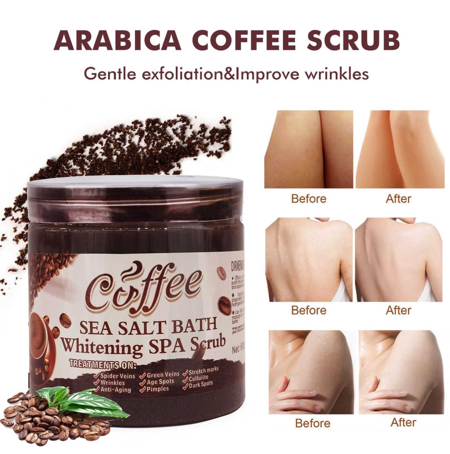 DR. MEINAIER - 350g - Coffee sea salt bath whitening SPA scrub Face and body Exfoliating