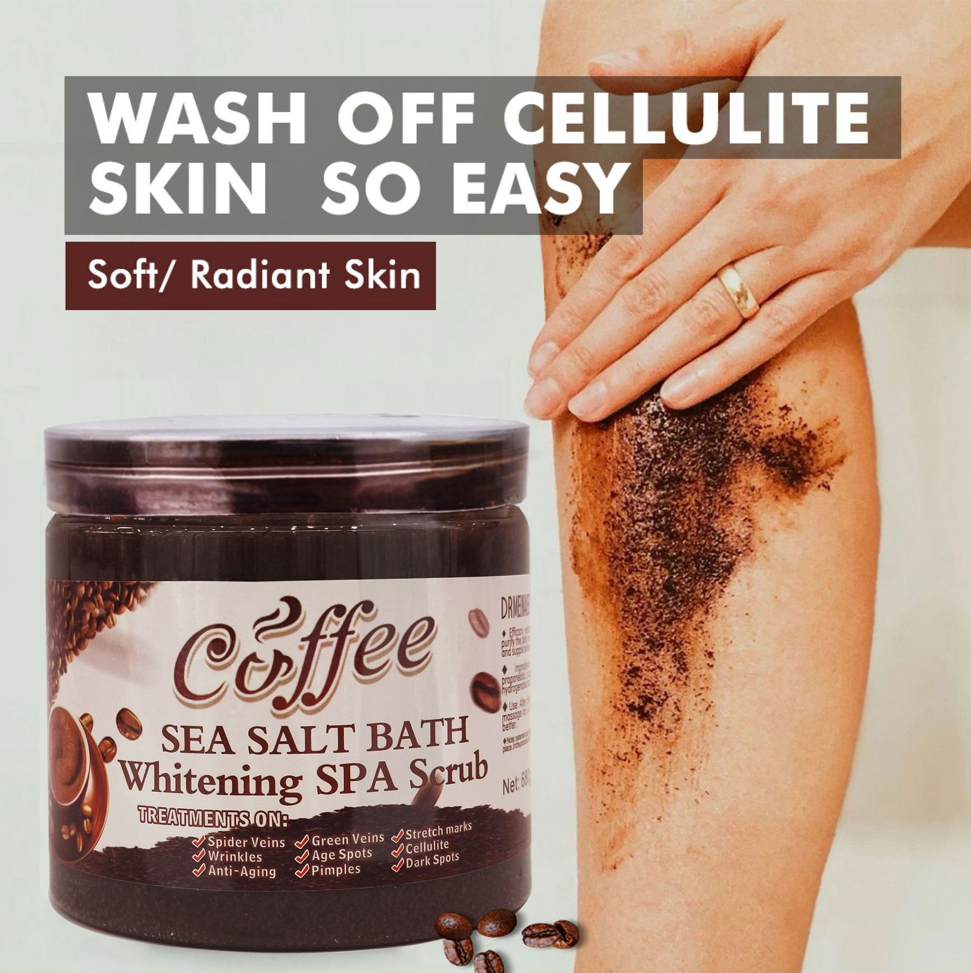 DR. MEINAIER - 350g - Coffee sea salt bath whitening SPA scrub Face and body Exfoliating