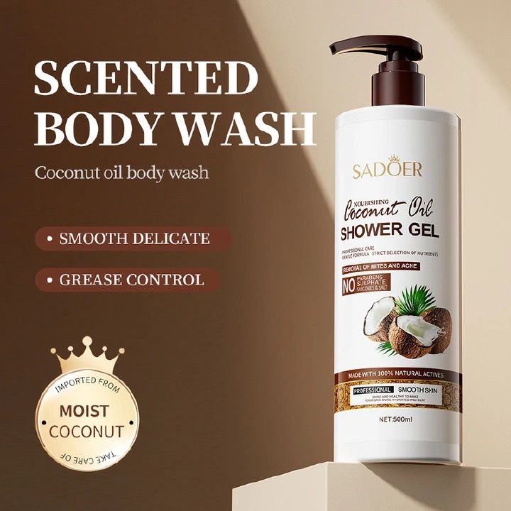 SADOER Coconut Oil Shower gel Body Wash Amino Acid Nourishing Moisturizing Fragrance Remove dirt and mites Grease control