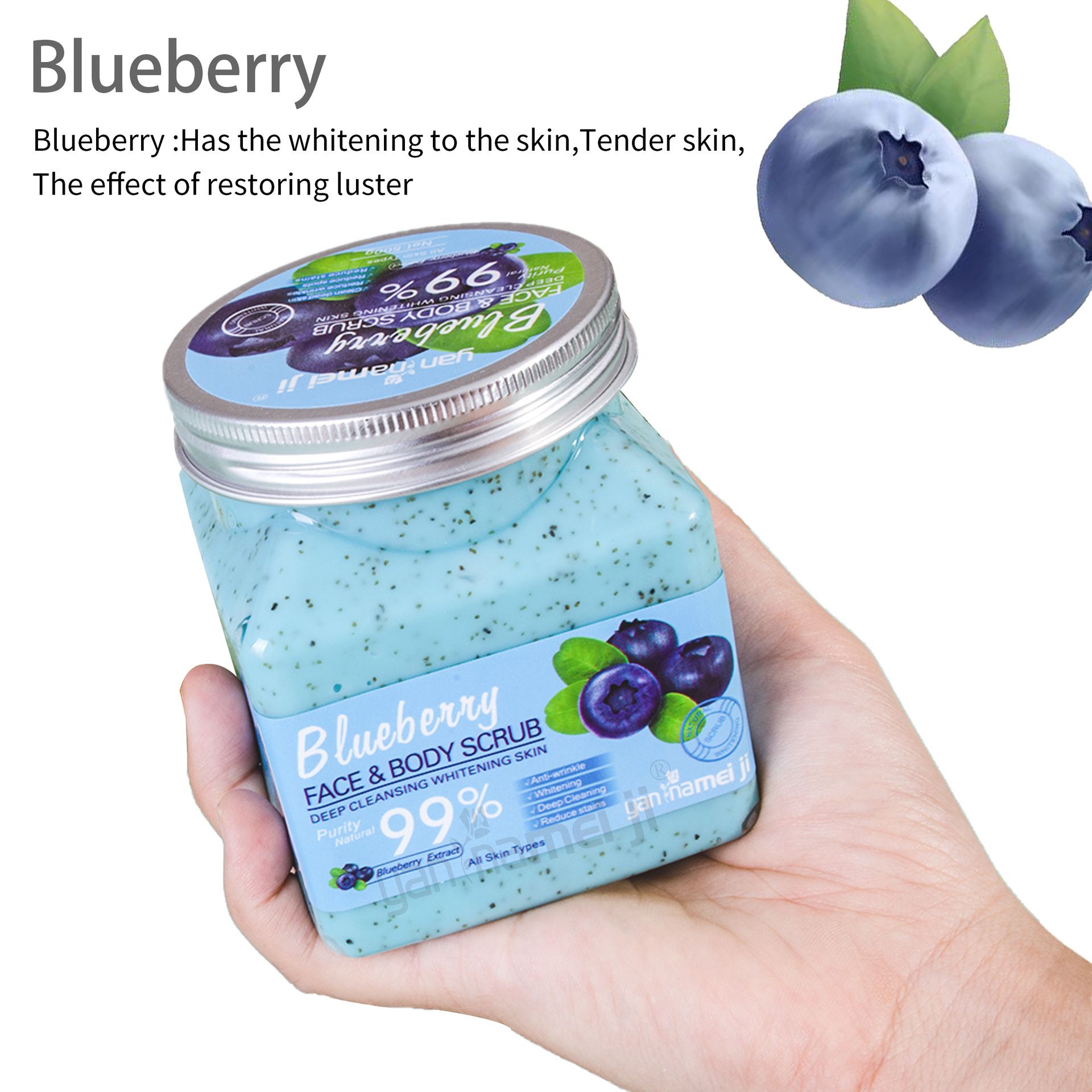 Yan Namei Ji Blueberry facial scrub & exfoliator deep cleansing exfoliating, brightening for blackhead improve dark spots acne for all skin types