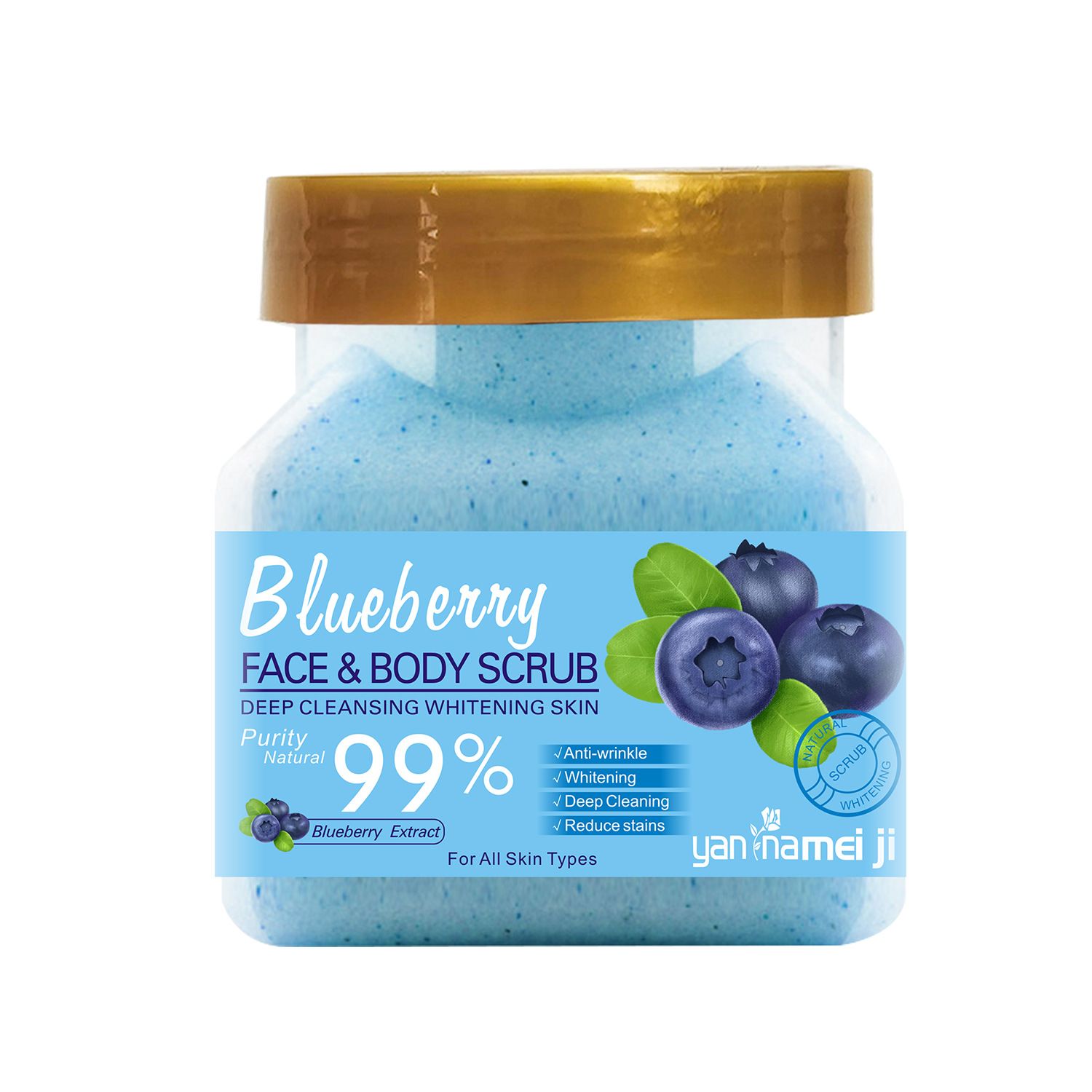 Yan Namei Ji Blueberry facial scrub & exfoliator deep cleansing exfoliating, brightening for blackhead improve dark spots acne for all skin types