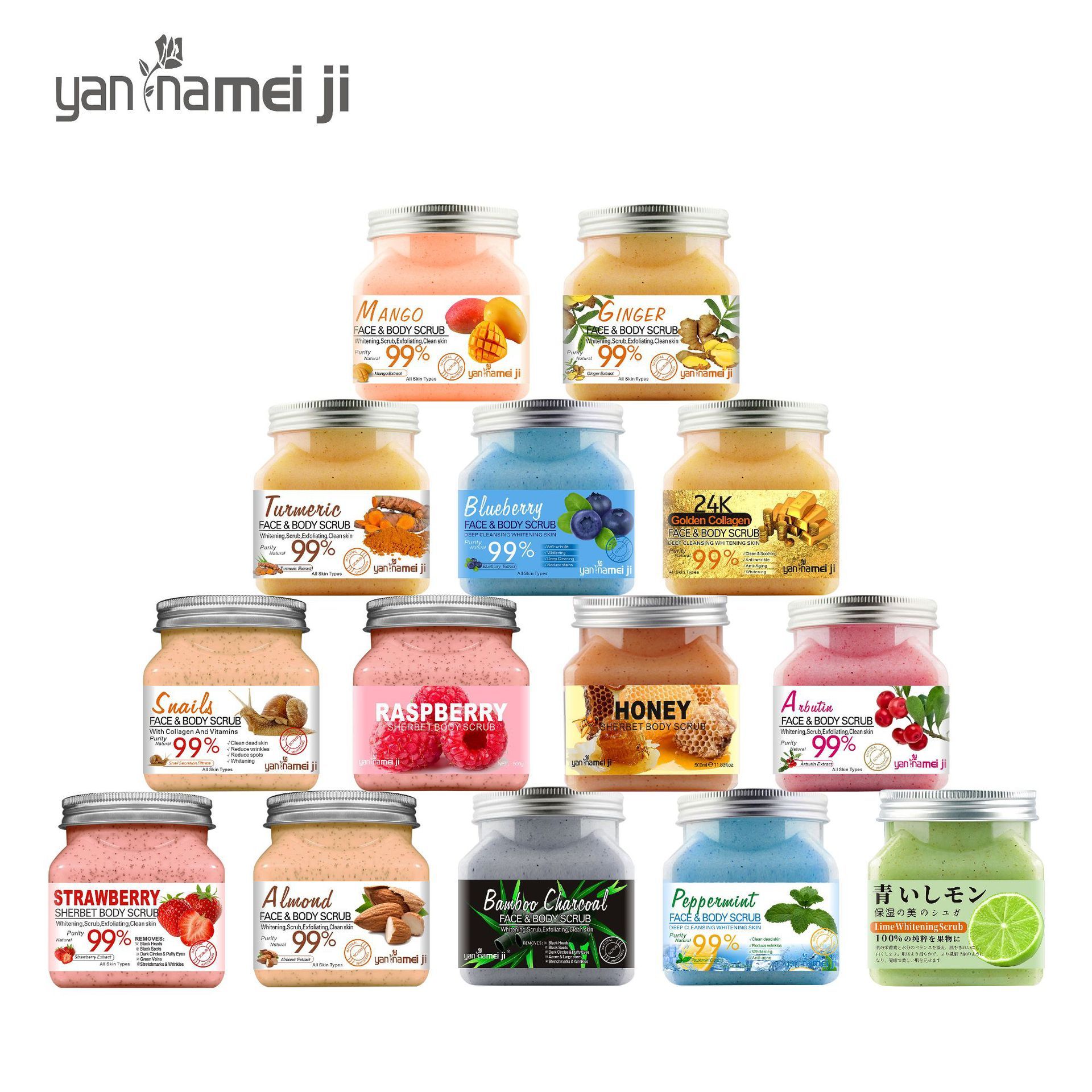 Yan Namei Ji Aloe Vera facial scrub & exfoliator deep cleansing exfoliating, brightening for blackhead improve dark spots acne for all skin types