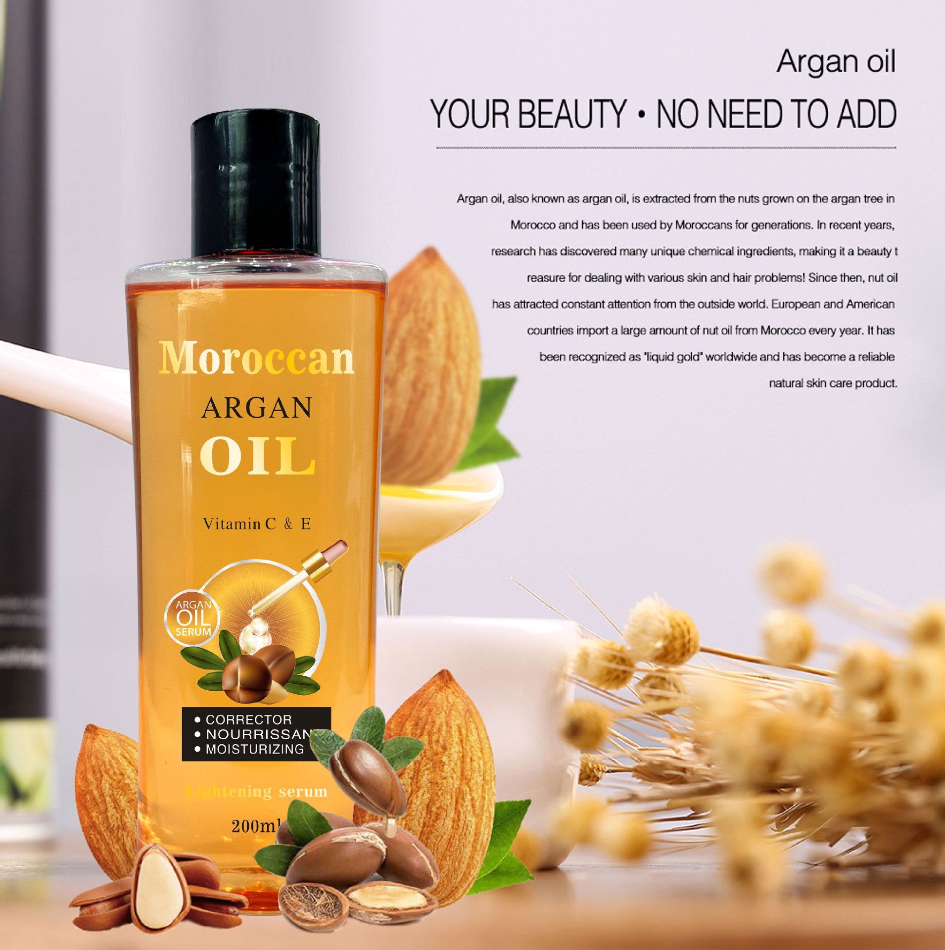 DR MEINAIER moroccan argan oils serums Organic oil of Morocco Penetrating hair oil Deep Moisturizing serum for dry, damaged & coarse hair cold pressed for hair, face and body