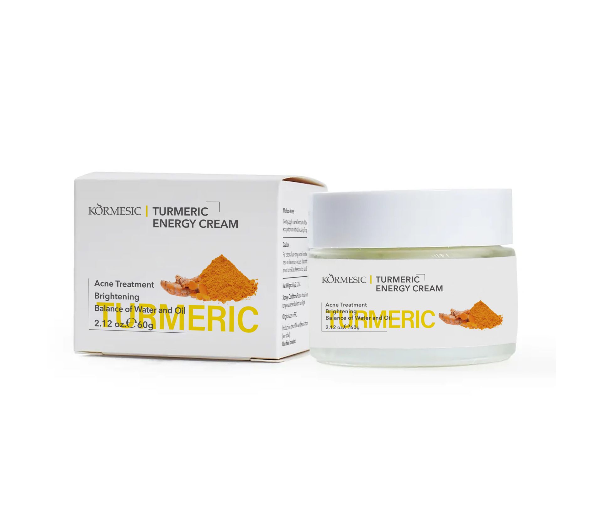 TURMERIC ENERGY CREAM Acne Treatment Brightening Balance of Water and Oil