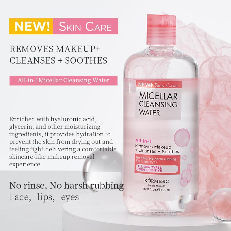 KORMESIC All-in-1 Micellar Cleansing Water Makeup Remover  + Cleanser + Soothes For Sensitive skin