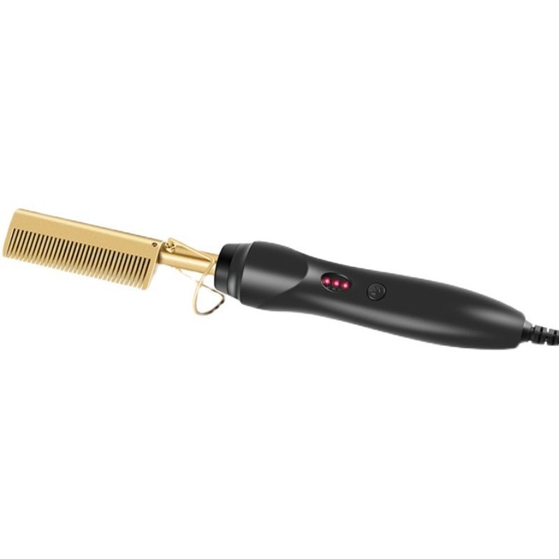 UK Plug - 2 in 1 Hot Comb Electric Hair Straightener Curler Wet and Dry Use Flat Irons Heating Comb
