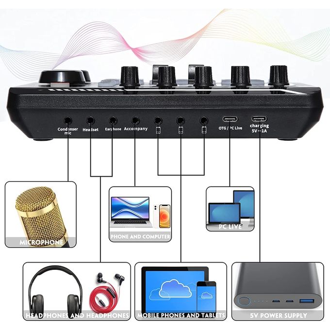 F998 Sound Card Professional Audio Mixer Live And Effects With DJ Mixer
