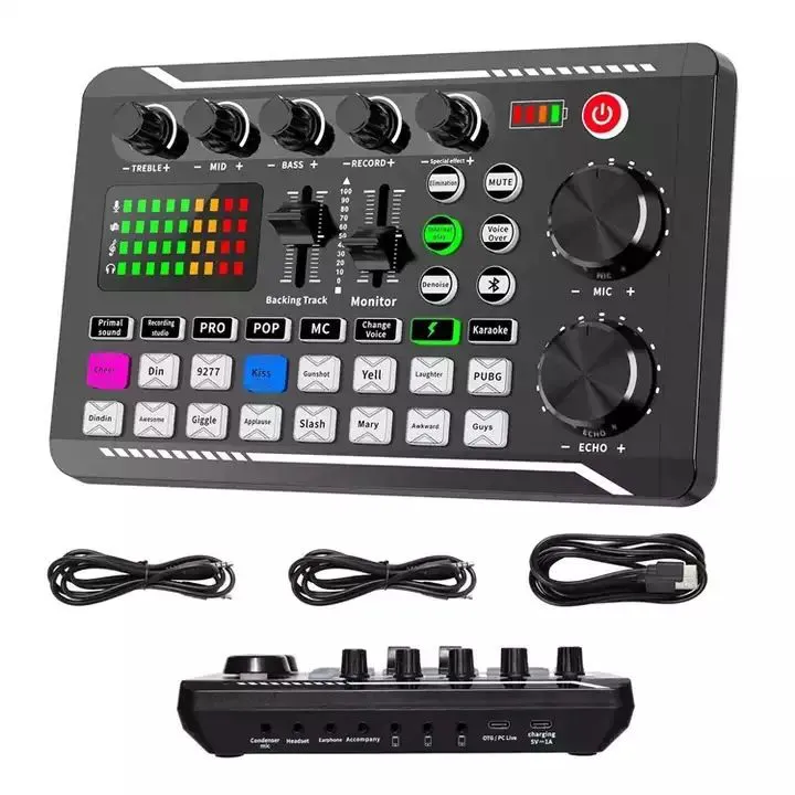 F998 Sound Card Professional Audio Mixer Live And Effects With DJ Mixer