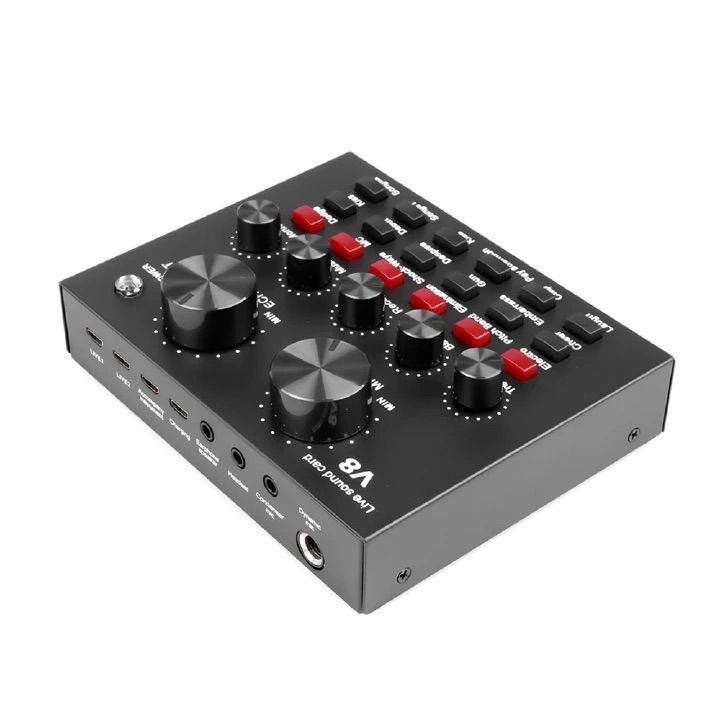 V8 Sound Card Live Show Audio Effects With DJ Mixer