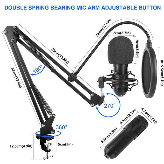 BM800 Condenser microphone + USB Sound card + Stand