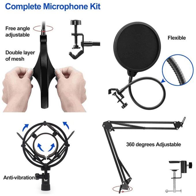 BM800 Condenser microphone + USB Sound card + Stand