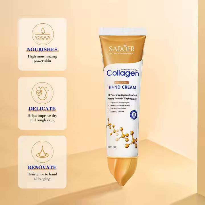 Sadoer Collagen anti-aging hand cream with Hyaluronic Acid & Niacinamide Softens smoothens improves dry hands