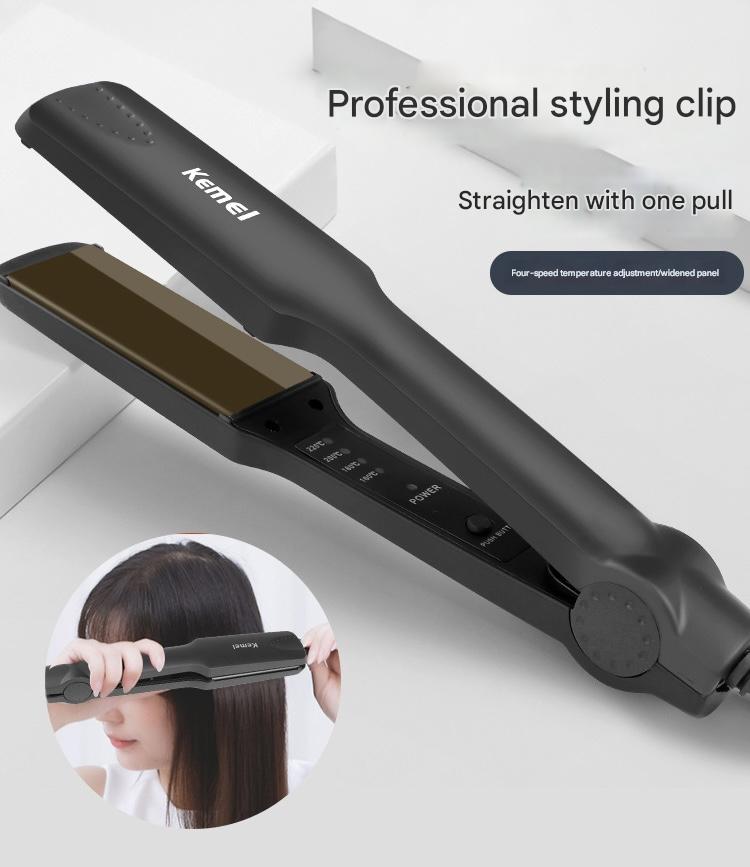Kemei KM-329 Professional Hair Straightener - Adjustable Temperature Flat Iron - Wet & Dry Use - EU Plug