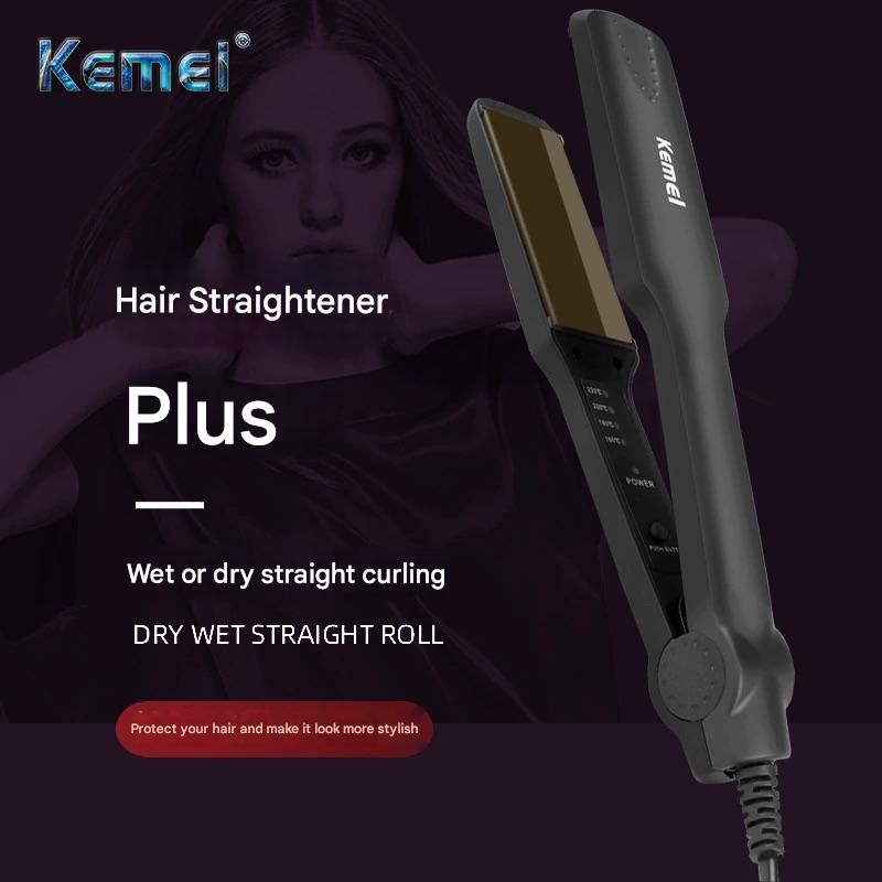 Kemei KM-329 Professional Hair Straightener - Adjustable Temperature Flat Iron - Wet & Dry Use - EU Plug