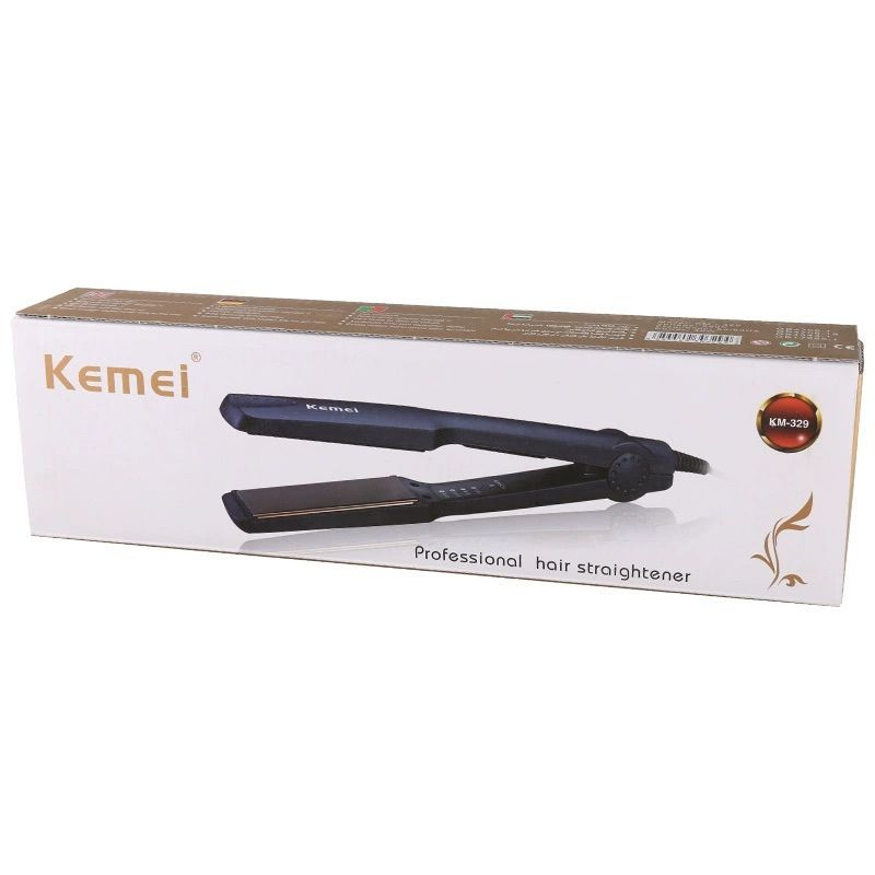 Kemei KM-329 Professional Hair Straightener - Adjustable Temperature Flat Iron - Wet & Dry Use - EU Plug