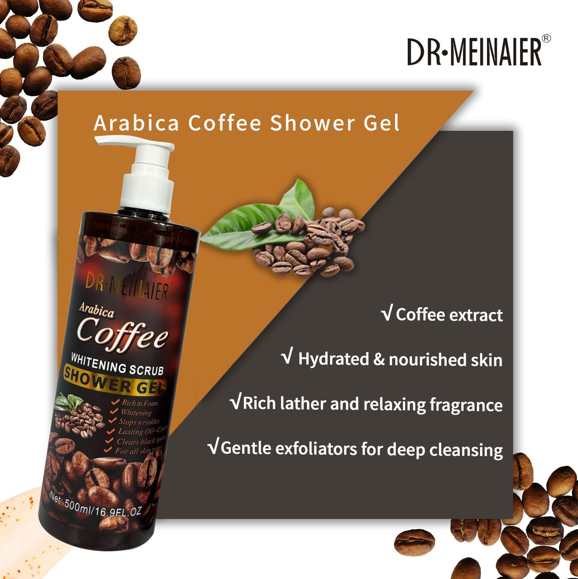 DR. MEINAIER Arabica Coffee Whitening Scrub Shower Gel Anti-aging Oil control Brightens and evens skin tone