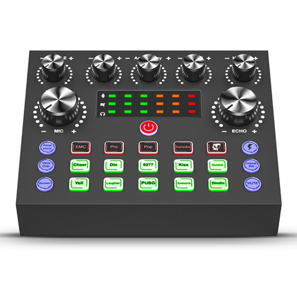 V8S Professional Live Sound Card Mixer – Voice Changer & Audio Interface for Streaming, Podcasting, Karaoke, Gaming & More