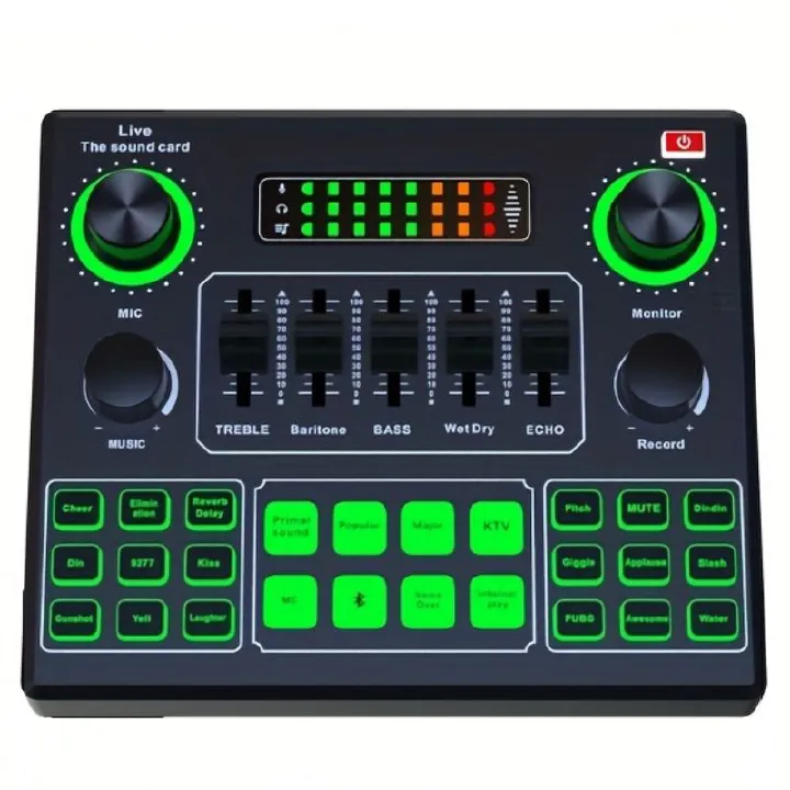 V9SJ Live Sound Card – Professional Audio Mixer with Bluetooth, DSP Noise Reduction, Voice Effects & USB Compatibility – Ideal for Streaming, Podcasting, Singing & Gaming