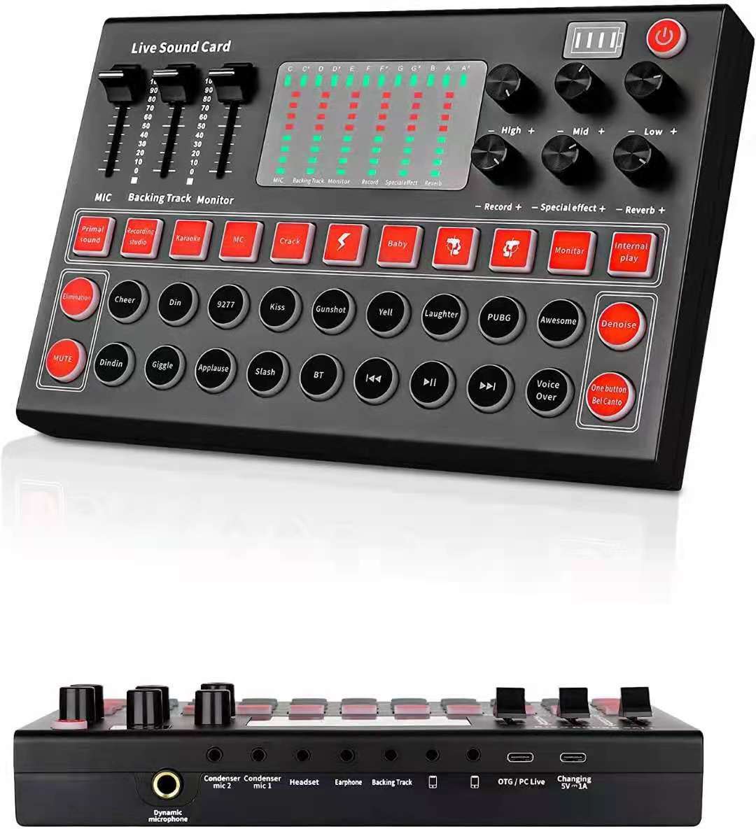 M9 Professional Live Sound Card – Bluetooth, Voice Effects, Auto-Tune, Noise Reduction Mixer For Streaming & Recording