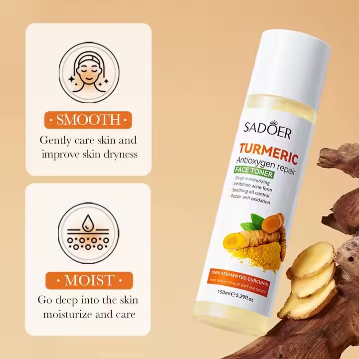 SADOER Turmeric 3-in-1 Skincare Set for Acne, Dark Spots & Glowing Skin | Face Toner, Face Serum & Face Cream