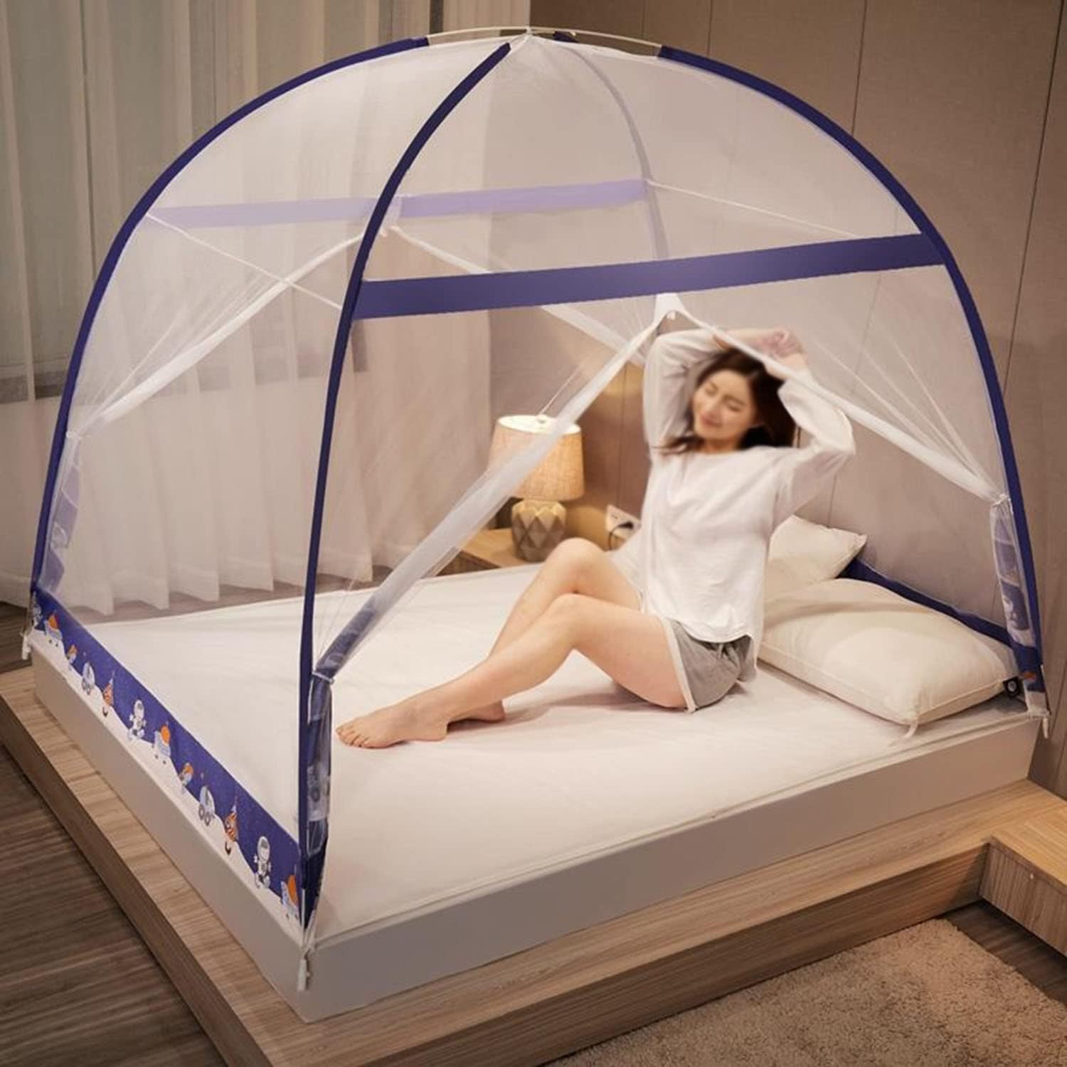 Mosquito net, Self-Standing Pop-Up Mosquito Net，5 Seconds Get Install, with Bottom for Bed and for Camping, Folding Portable Design