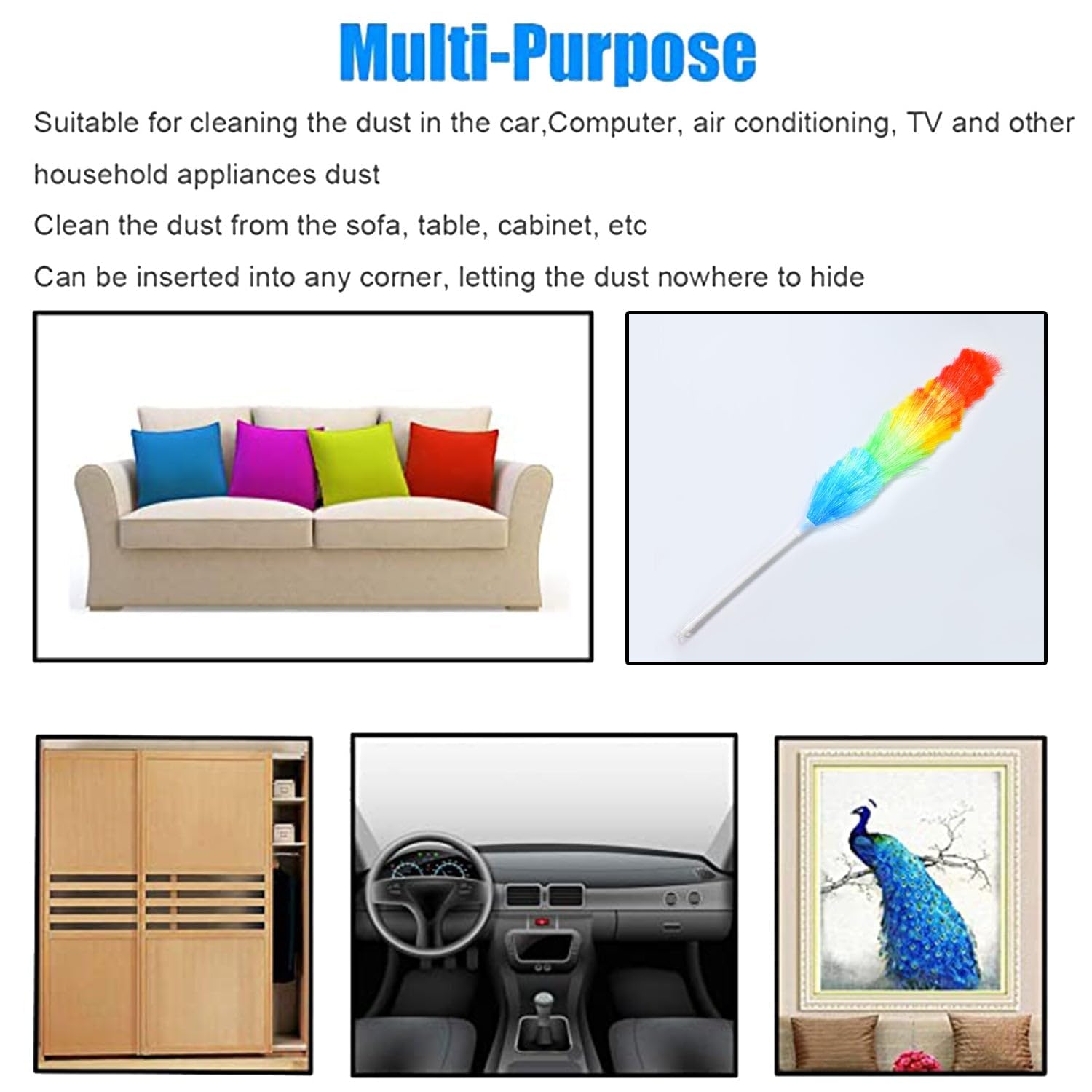Multi-coloured Static duster stick for cleaning dust and cobwebs | Colorful Feather Duster | Microfiber Duster for Cleaning | DUSTING Stick | DUSTING Brush