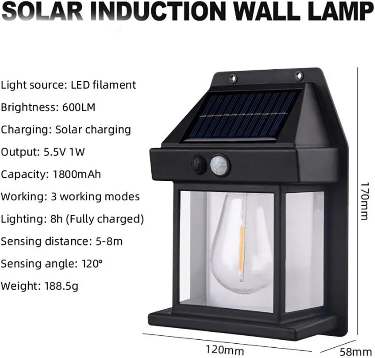 SOLAR INTERACTION WALL LAMP 888 | Outdoor Solar Power Lamp, Waterproof Outdoor Solar Motion Sensors Wall Lights, Fence Lights Solar, Exterior Wall Mount Lighting for Patio Yard