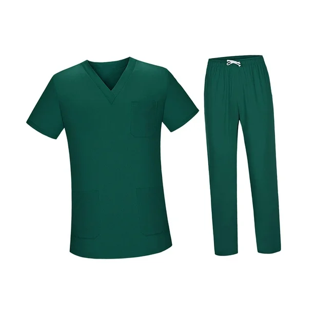 Medical Scrubs, Scrubs Set 2 Piece Nurse Uniforms V Neck Scrubs tops & Pocket Pants Matching Workwear Sets | Classic Scrubs Sets Stretch waist V-Neck Top and Pants Nurse Uniforms Workwear Outfits