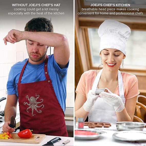 Chef hat | Chefs hat,White Chef hat,Adult Adjustable Chef hat for Men & Women Chefs,Chef hat Reusable