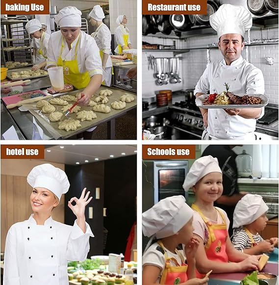 Chef hat | Chefs hat,White Chef hat,Adult Adjustable Chef hat for Men & Women Chefs,Chef hat Reusable